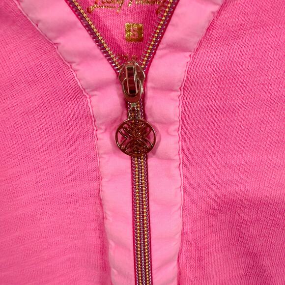 Lilly Pulitzer Ashlee Half Zip Pink Terry Pullover Size Small - Picture 2 of 7